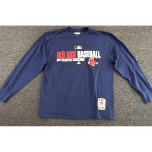 Boston Red Sox Majestic MLB Long Sleeve Shirt Adult Large Navy Blue Baseball